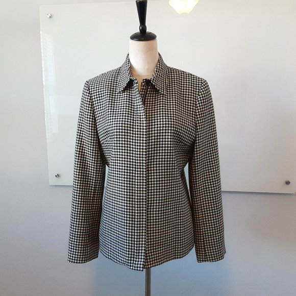 Lauren Ralph Lauren Houndstooth Zip Front Jacket - size 10 - Picture 1 of 13